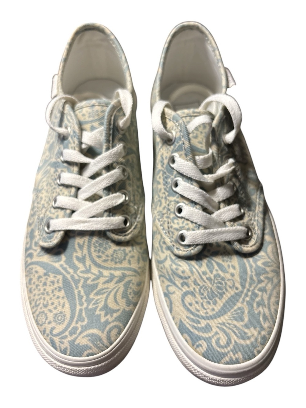 RARE🔥 VANS Multi Blue Cream Floral White Sole